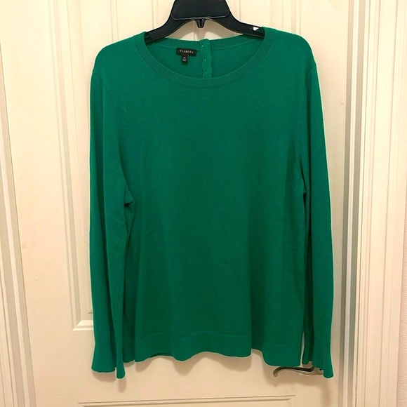 Talbots Kelly Green Lambswool Blend Sweater Small Bell Long Sleeve‎ women sz XL - Picture 1 of 12